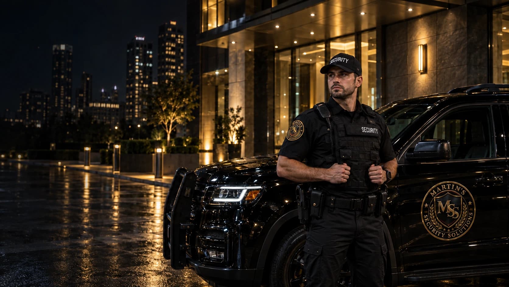 Martin's Security Solutions officer and patrol vehicle